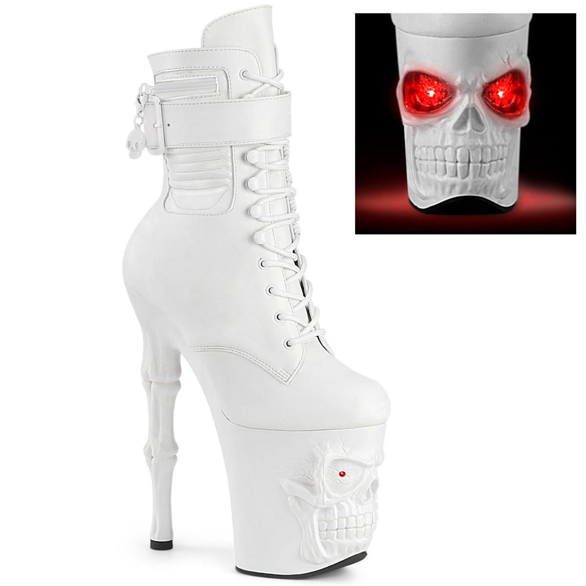 Pleaser Rapture-1020STR-LT Scull Sculpted Platform Ankle Boot