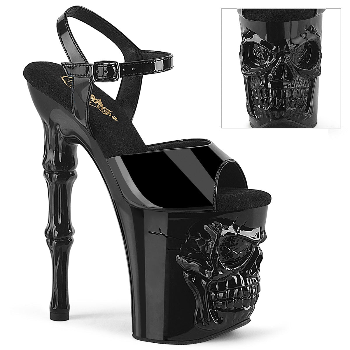 Pleaser Rapture-809 Skull Platform Ankle Strap Sandal