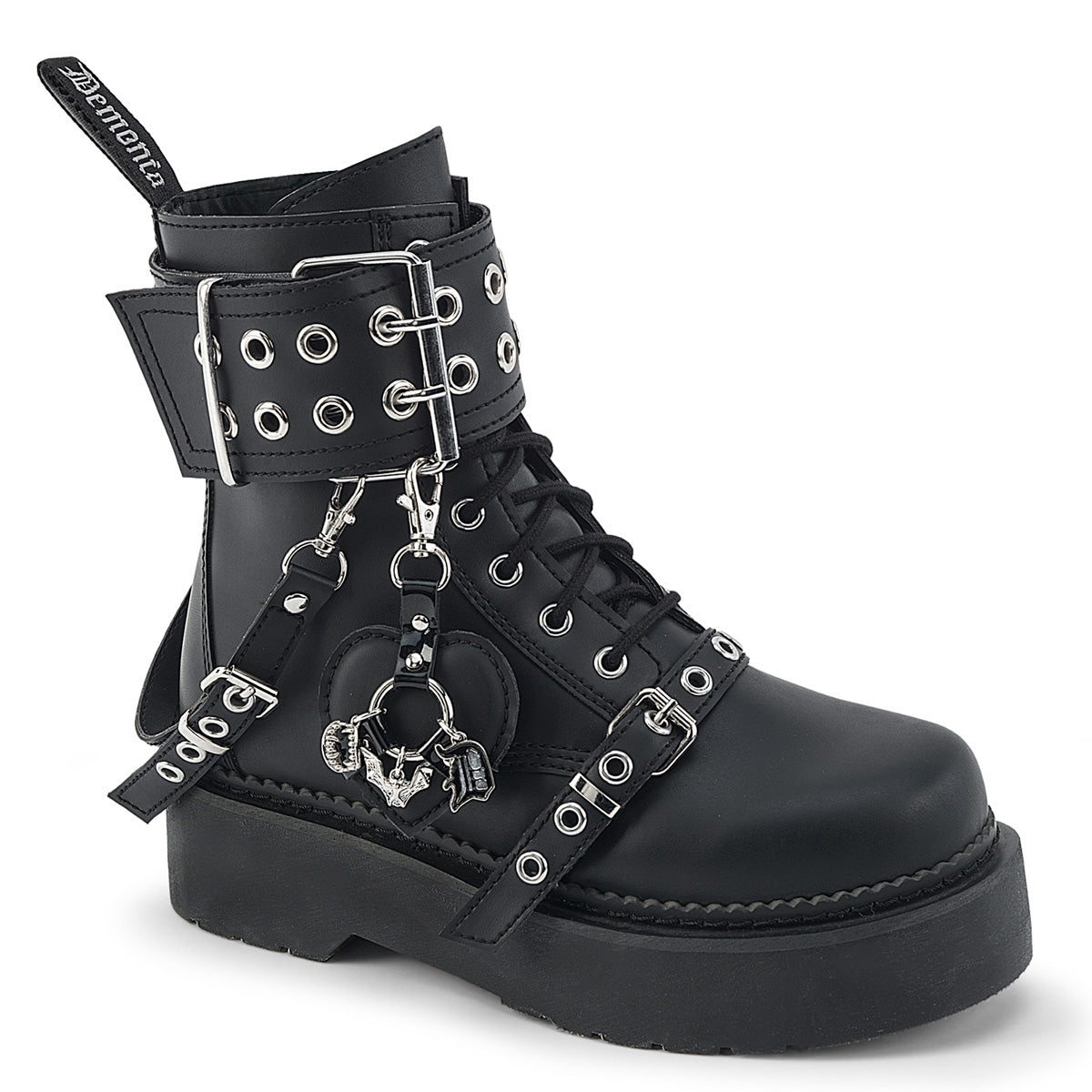 Demonia Rebel-52 Stacked Platform Combat Ankle Boot