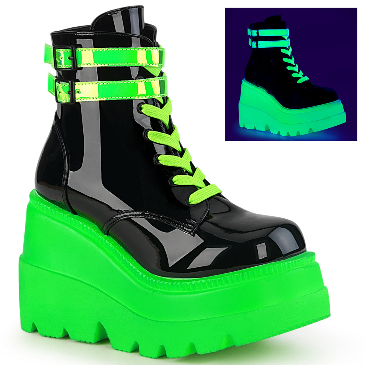 Demonia Shaker-52 Wedge Platform Ankle Boot