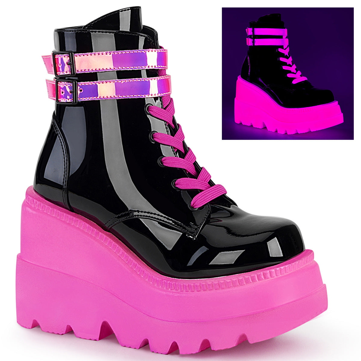 Demonia Shaker-52 Wedge Platform Ankle Boot