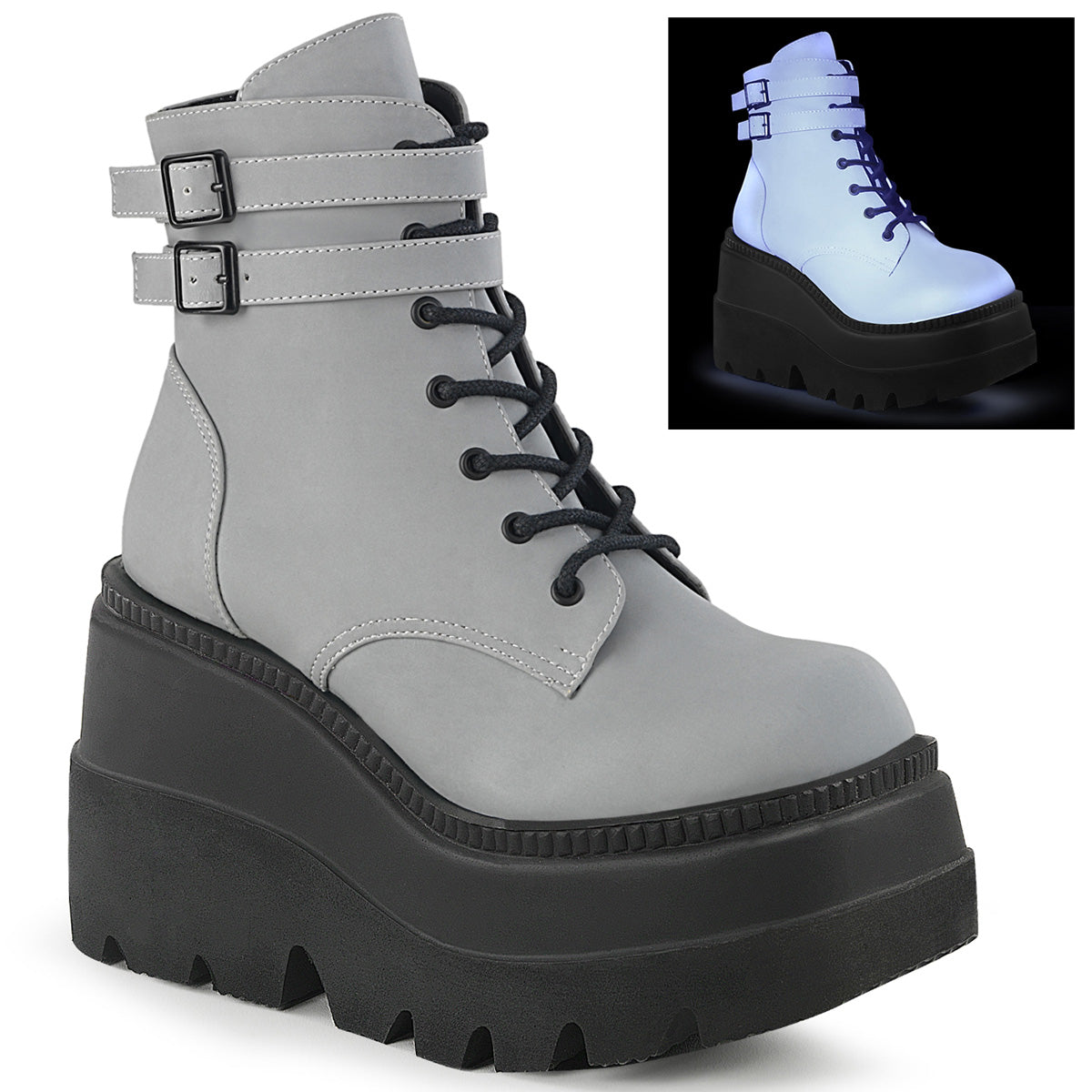 Demonia Shaker-52 Wedge Platform Ankle Boot