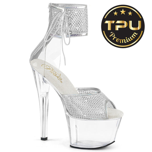 Pleaser Sky-324PREM-RSNT-1 Embellished Ankle Cuff Sandal