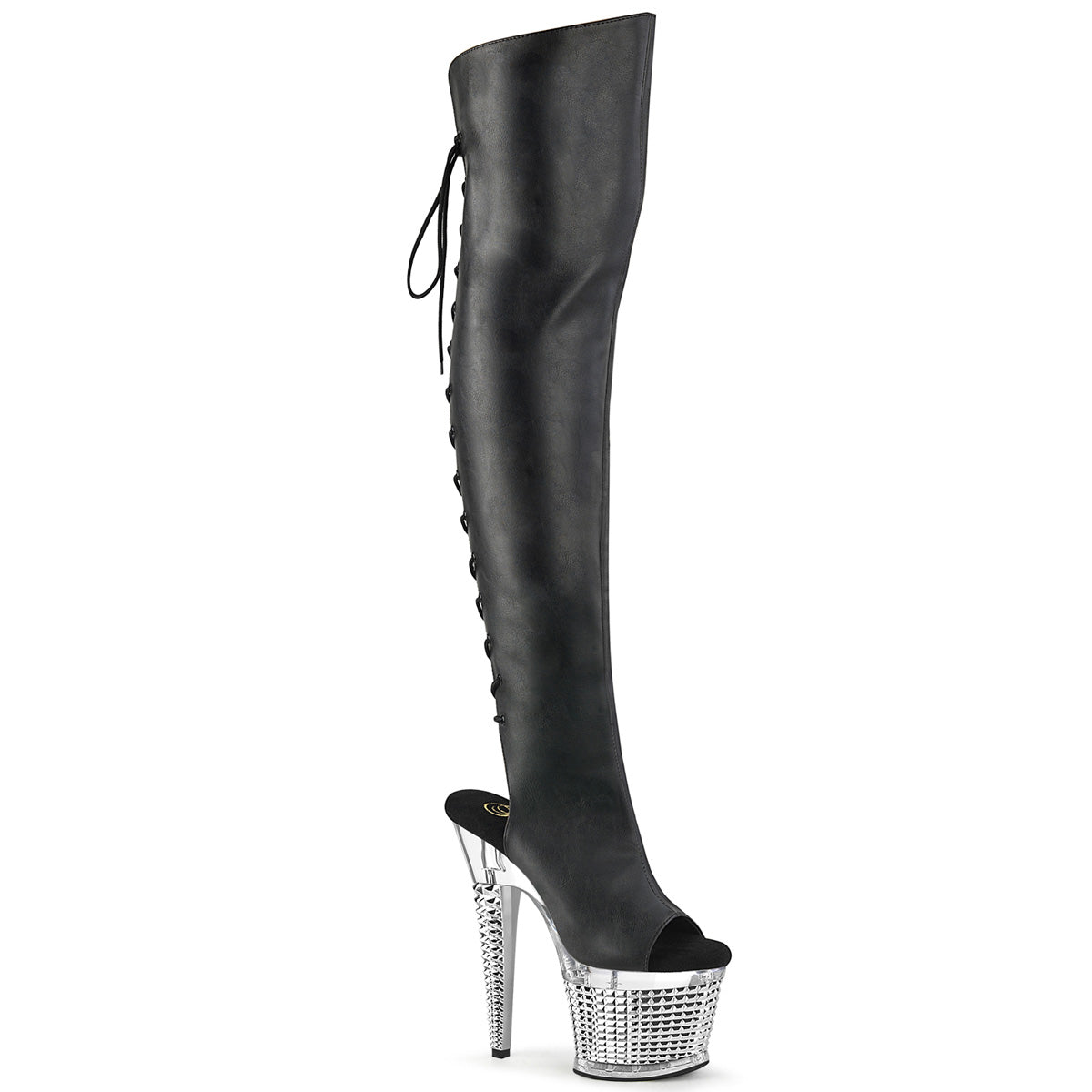Pleaser Spectator-3019 Open Toe/Heel Thigh High Boot