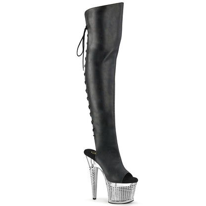 Pleaser Spectator-3019 Open Toe/Heel Thigh High Boot