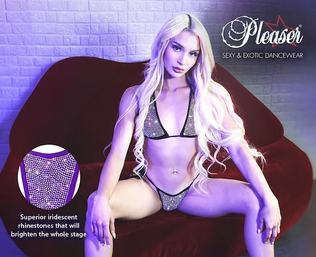 Pleaser Rhinestone Embellished Two-Piece Dance Set