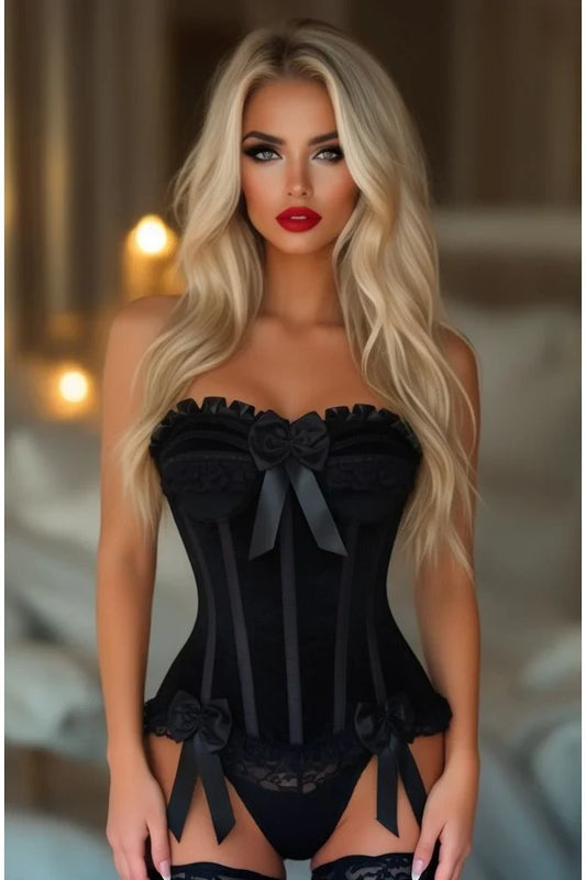 Daisy TD-173 Black Velvet Steel Boned Burlesque Corset