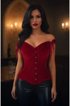 Daisy Dark Red Velvet Steel Boned Corset w/Straps