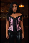 Daisy Pink/Black Striped Steel Boned Corset w/Straps