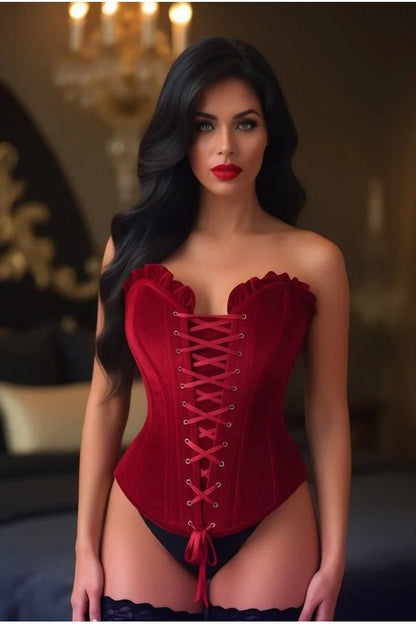Daisy Corsets TD-411 Velvet Lace-Up Steel Boned Overbust Corset
