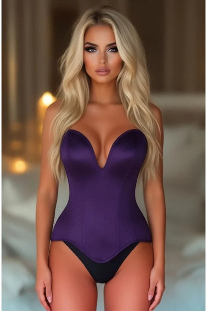 Daisy Corsets TD-427 Plum Satin Plunge Neckline Corset