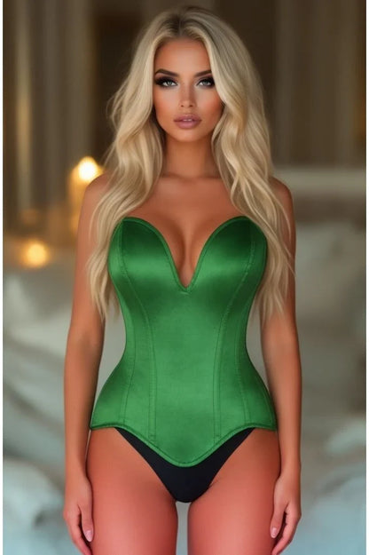 Daisy Corsets TD-428 Green Satin Plunge Neckline Corset