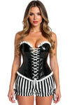 Daisy Steel Boned Black Vinyl PVC Patent Lace-Up Corset Top