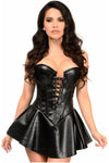 Top Drawer Black Faux Leather Steel Boned Corset Dress - Daisy Corsets