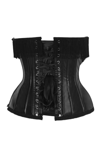 Daisy Faux Leather Steel Boned Underbust Corset w/Fringe