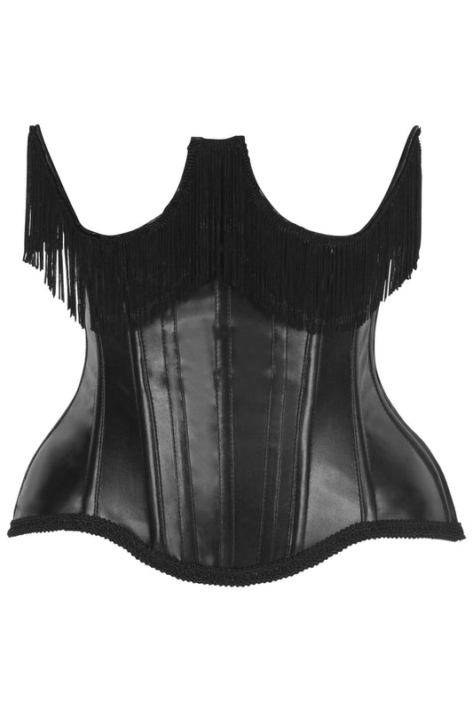 Daisy Faux Leather Steel Boned Underbust Corset w/Fringe