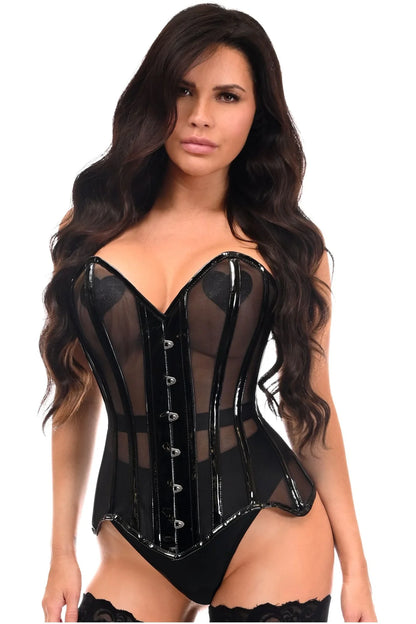 Daisy TD-228 Black Mesh Net w/Patent Steel Boned Overbust Corset