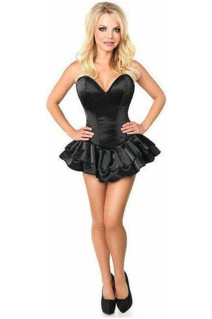 Top Drawer Black Satin Steel Boned Corset Dress - Daisy Corsets