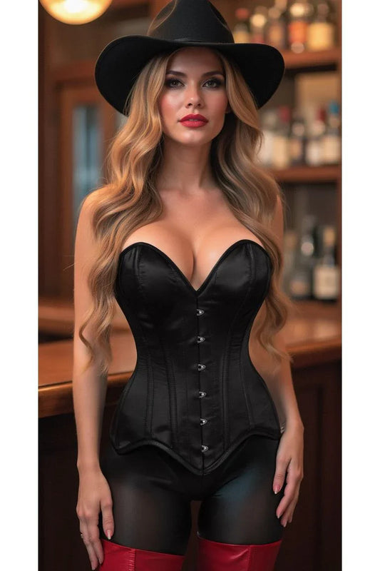 *Daisy TD-165 Black Satin Steel Boned Overbust Corset