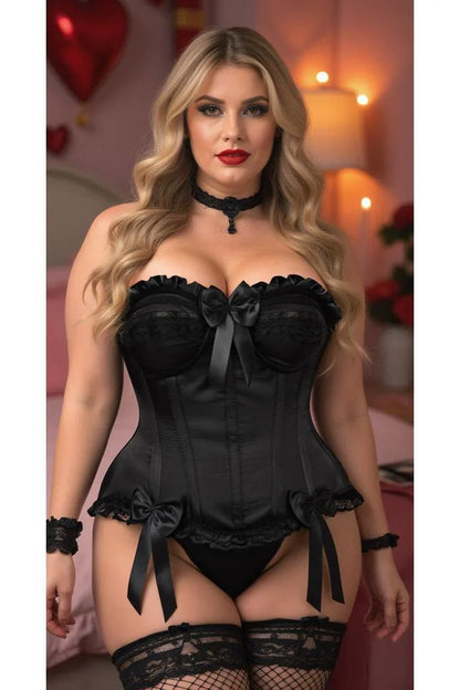 Daisy TD-169 Black Satin Steel Boned Overbust Corset