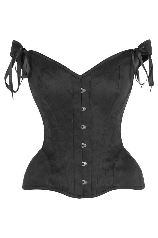 Daisy Black Suede Steel Boned Corset w/Straps