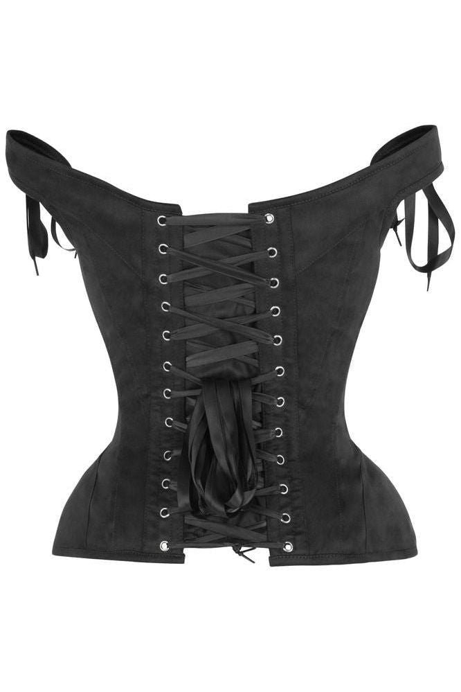Daisy Black Suede Steel Boned Corset w/Straps