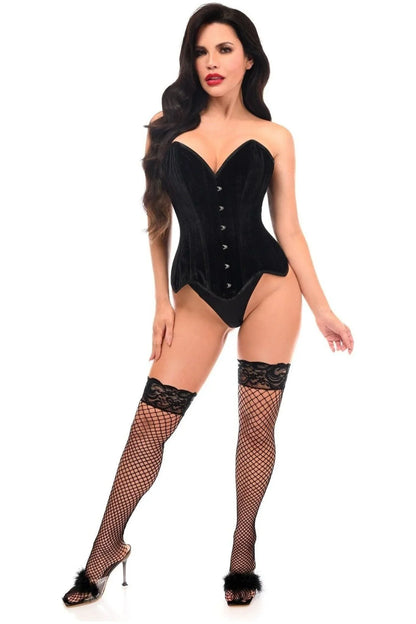 Daisy TD-188 Black Velvet Steel Boned Overbust Corset