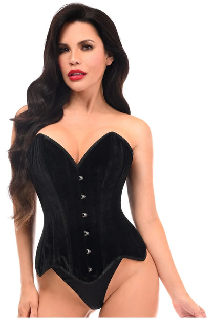 Daisy TD-188 Black Velvet Steel Boned Overbust Corset