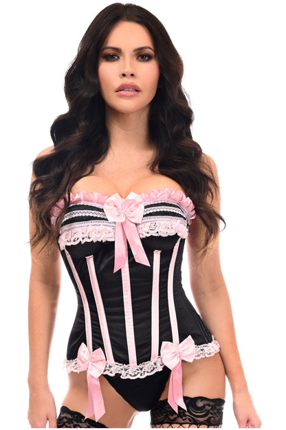 Top Drawer Black/Pink Steel Boned Burlesque Corset - Daisy Corsets