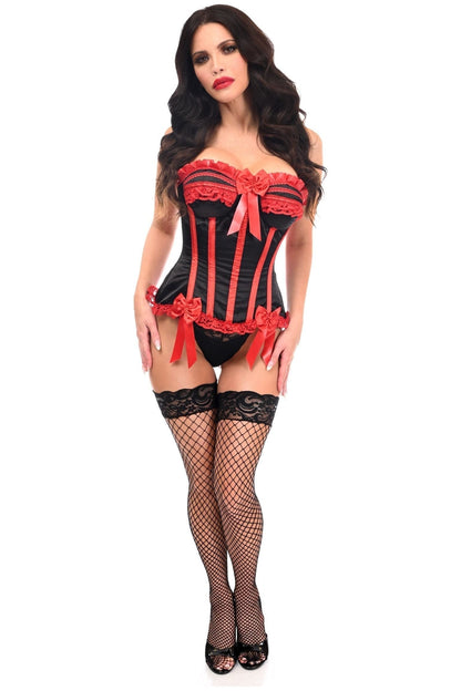Top Drawer Black/Red Steel Boned Burlesque Corset - Daisy Corsets