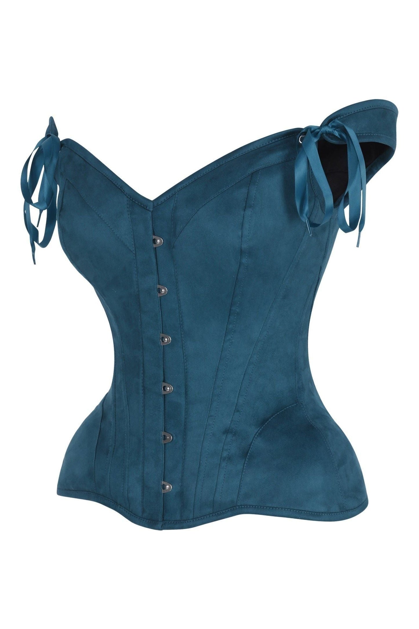 Daisy Blue Suede Steel Boned Corset w/Straps