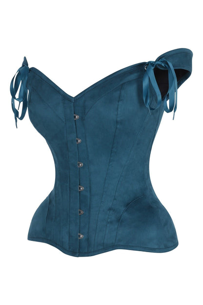 Daisy Blue Suede Steel Boned Corset w/Straps