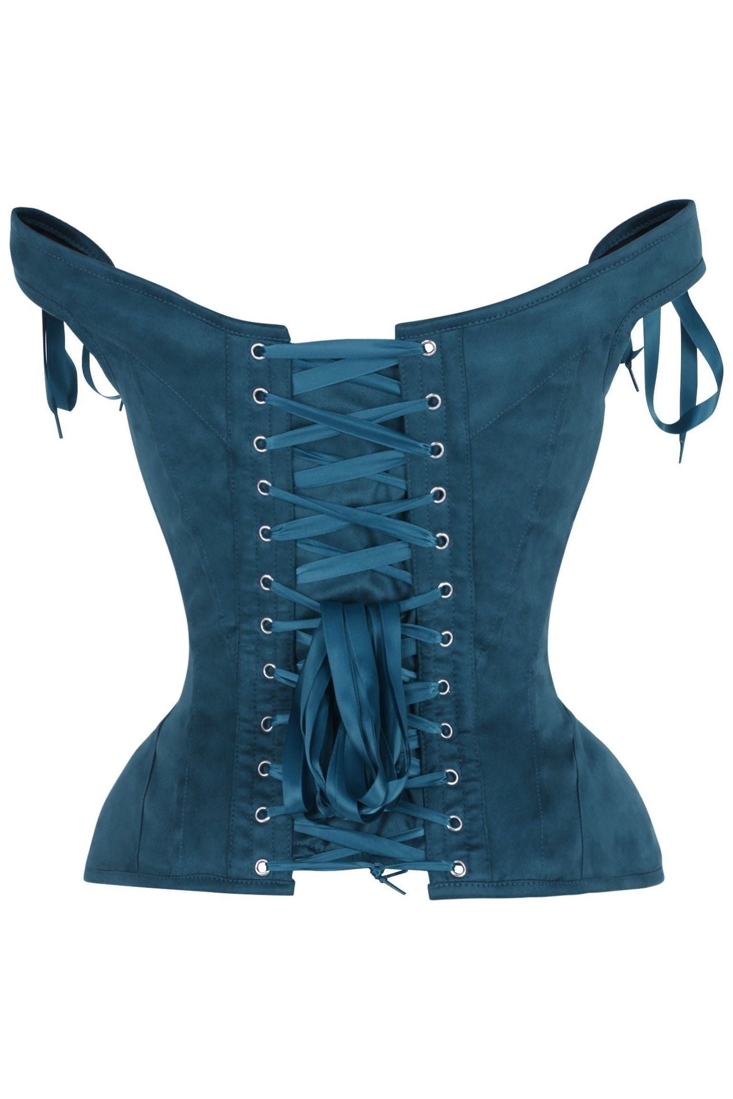 Daisy Blue Suede Steel Boned Corset w/Straps