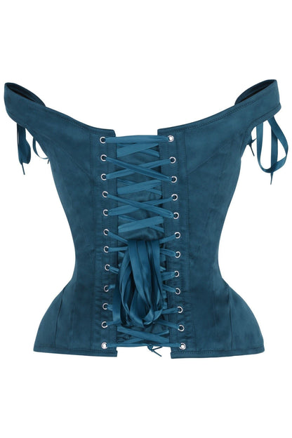 Daisy Blue Suede Steel Boned Corset w/Straps