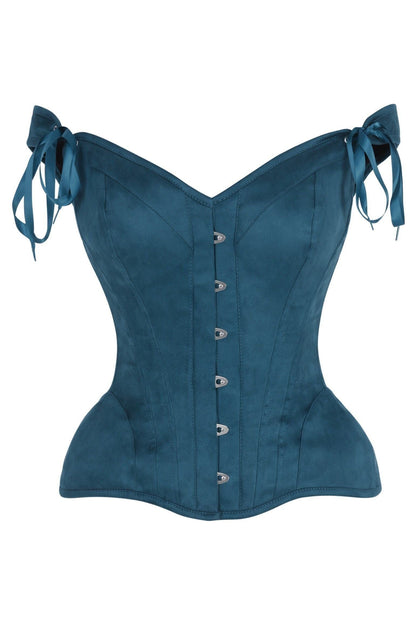 Daisy Blue Suede Steel Boned Corset w/Straps