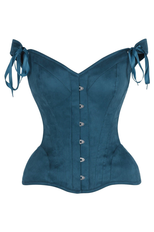Daisy Blue Suede Steel Boned Corset w/Straps