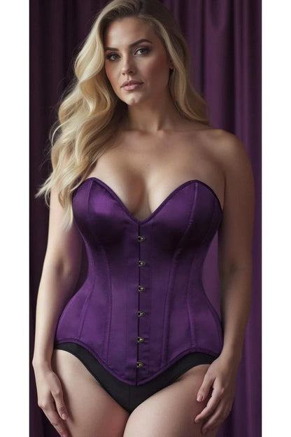 *Daisy TD-209 Dark Purple Satin Steel Boned Overbust Corset