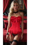 Daisy TD-436 Dark Red Satin Steel Boned Burlesque Corset