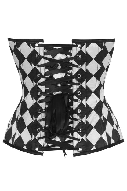 Daisy Diamond Print Satin Steel Boned Overbust Corset
