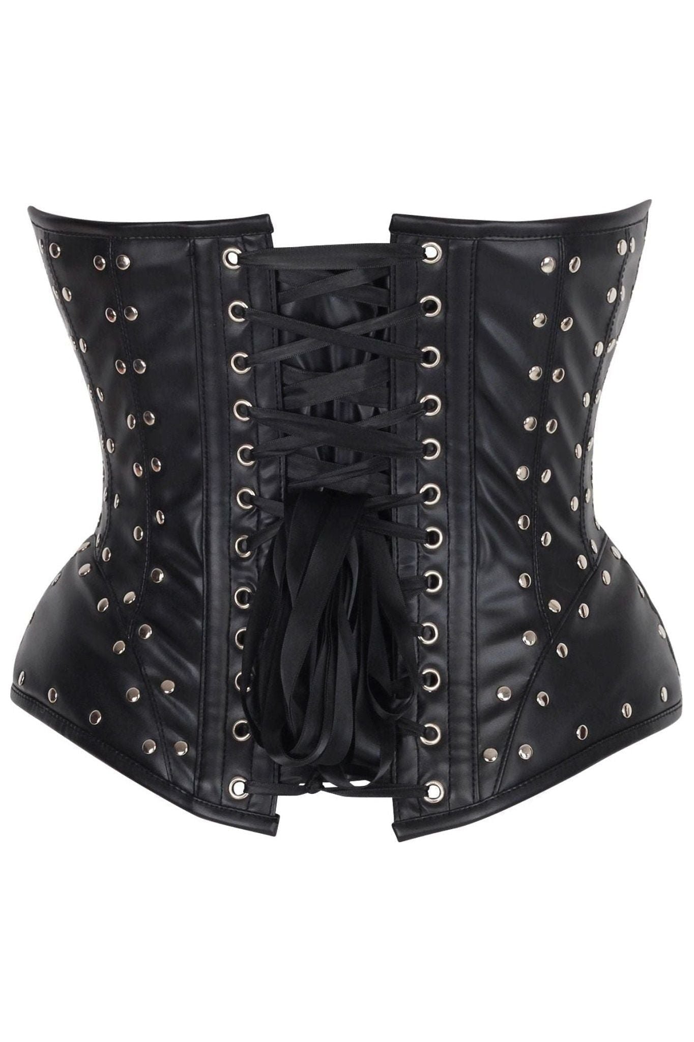 Top Drawer Faux Leather w/Rivets Steel Boned Underwire Bustier Corset Top - Daisy Corsets