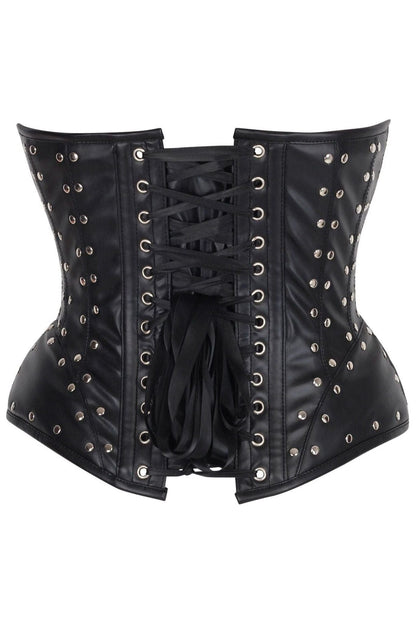 Top Drawer Faux Leather w/Rivets Steel Boned Underwire Bustier Corset Top - Daisy Corsets