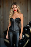 Daisy Biker Girl Faux Leather w/Rivets Bustier Corset Top