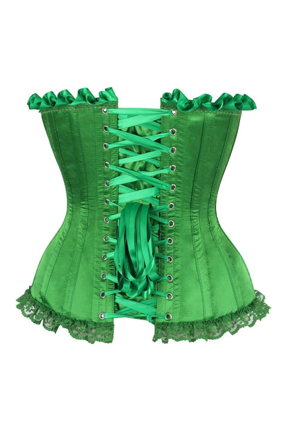 Top Drawer Green Satin Steel Boned Burlesque Corset - Daisy Corsets