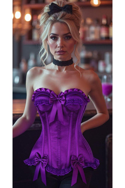 Top Drawer Purple Satin Steel Boned Burlesque Corset - Daisy Corsets