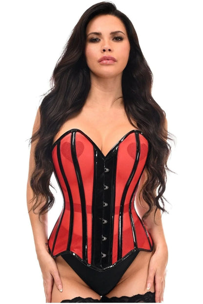 Daisy TD-231 Red Mesh Net w/Patent Steel Boned Overbust Corset