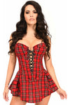 Top Drawer Red Plaid Steel Boned Corset Dress - Daisy Corsets