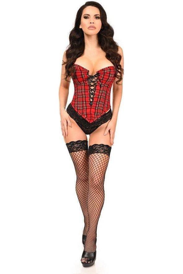 Top Drawer Red Plaid Steel Boned Lace - Up Bustier - Daisy Corsets