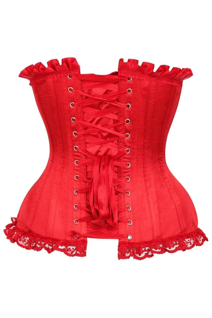 Top Drawer Red Satin Steel Boned Burlesque Corset - Daisy Corsets
