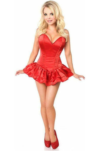 Top Drawer Red Satin Steel Boned Corset Dress - Daisy Corsets