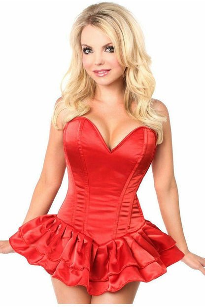 Top Drawer Red Satin Steel Boned Corset Dress - Daisy Corsets